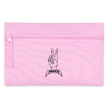 Handgesten Frieden mit Friedenstext - Federtasche - Rosa - Vorne