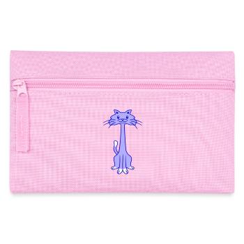 Lustige Langer Hals Katze Guckt Fröhlich Lächelnd - Federtasche - Rosa - Vorne