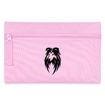Long-haired Collie in Tribal Tattoo Style - Pencil Case - pink - Front
