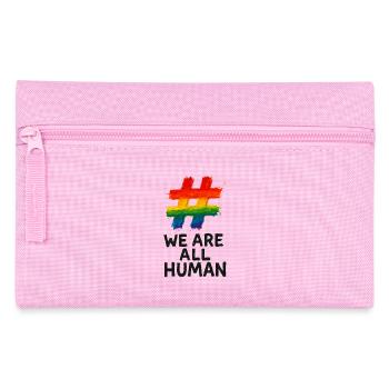 #WeAreAllHuman – Regenbogen Watercolor Design - Federtasche - Rosa - Vorne