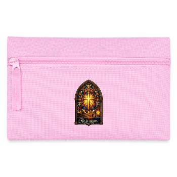 He is Risen Ostern Jesus - Federtasche - Rosa - Vorne