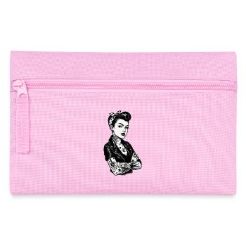 Rockabilly Pin-Up: 50s Outlaw Girl mit Tattoos - Federtasche - Rosa - Vorne