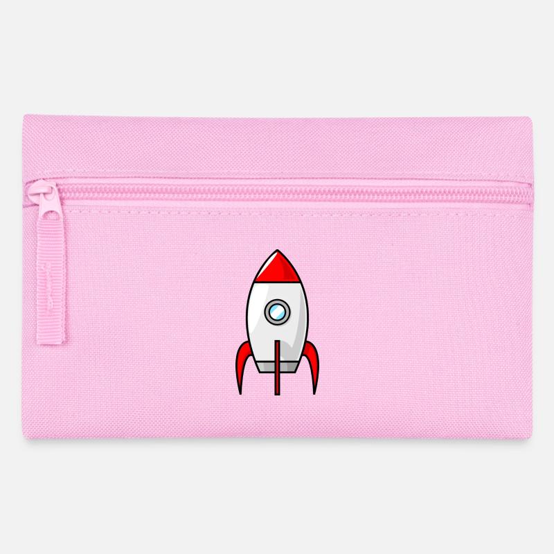 Rocket Rocket Space Shuttle UFO Spacecraft Moon - Pencil Case - pink