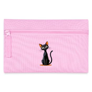 Chat noir de dessin animé avec des oreilles orange - Trousse - rose - Devant