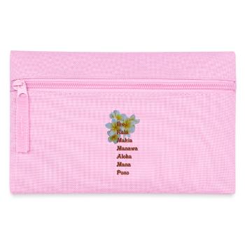 Die 7 Huna Prinzipien / Frangipani Blüten - Federtasche - Rosa - Vorne