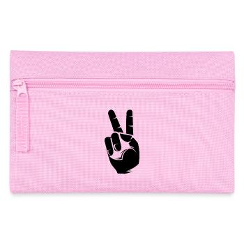 Symbole de signe de paix Icône de la main du doigt Logo - Trousse - rose - Devant