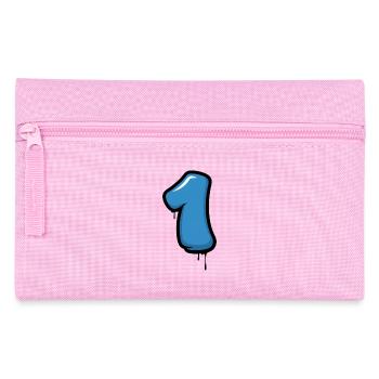 Blaues Nummer Eins Design - Federtasche - Rosa - Vorne
