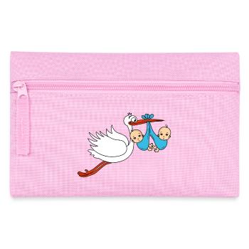 Storch Baby Zwillinge Babies Jungen2 - Federtasche - Rosa - Vorne