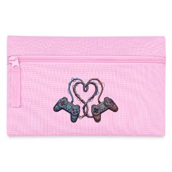 Gamer-Liebe im bestickten Look (gedruckt) - Federtasche - Rosa - Vorne