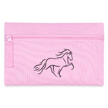 Islandpferd Tölter im Linienstil - Federtasche - Rosa - Vorne