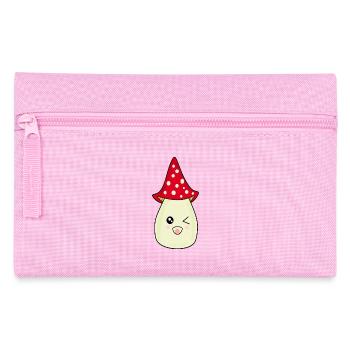 Kawaii Mushroom Toadstool cute red with face - Pencil Case - pink - Front