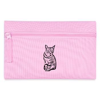Katze Tigerkatze Katzenshirt Geschenk - Federtasche - Rosa - Vorne
