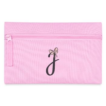Initial Letter J Ribbon - Pencil Case - pink - Front