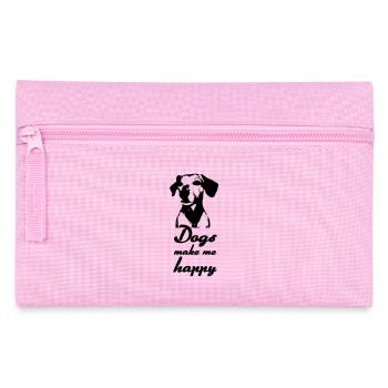 Dogs make me happy - Hunde, Sprüche, Geschenk - Federtasche - Rosa - Vorne
