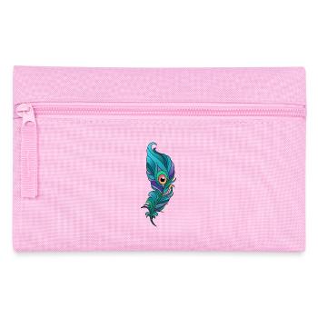 Plume de paon colorée - Trousse - rose - Devant
