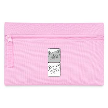 katze grau und weiss - Federtasche - Rosa - Vorne