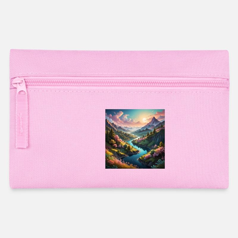 Tal mit Fluß - Federtasche - Rosa