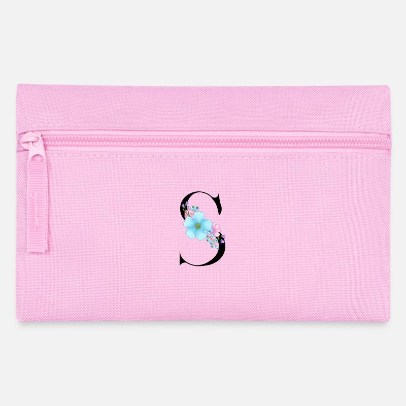 Eleganter Buchstabe 'S' mit Blumen - Federtasche - Rosa