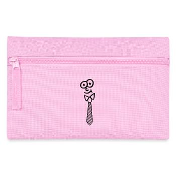 Gesicht mit Krawatte gestrichelt lustig - Federtasche - Rosa - Vorne