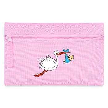 Storch Baby Junge Babies Schwanger - Federtasche - Rosa - Vorne