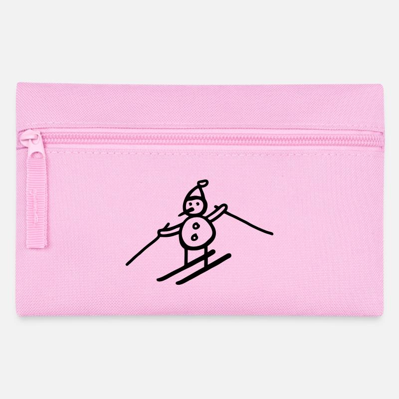 Snowman on skis - Pencil Case - pink