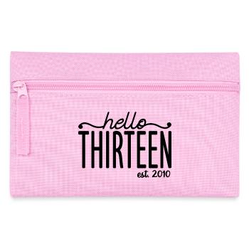 Hello Thirteen Est. 2010 Cute 13th Birthday Gift - Pencil Case - pink - Front