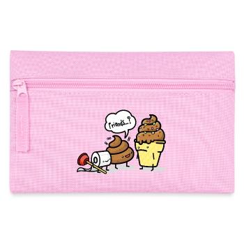 Le tas de caca de kawai et le rouleau de papier toilette rencontrent la crème glacée molle - Trousse - rose - Devant