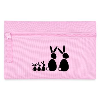 5 lapins, famille, enfants, parents, trois frères et sœurs, doux - Trousse - rose - Devant