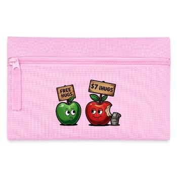 Lustiges Äpfel-Motiv mit Free Hugs Gag - Federtasche - Rosa - Vorne