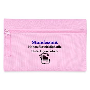 Standesamt Typo Hochzeitslook - Federtasche - Rosa - Vorne