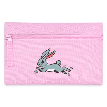 Running Bunny Rabbit Long-Eared Comic Funny - Pencil Case - pink - Front