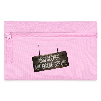 Adressez-vous à vos risques et périls – Bouclier de l’humour - Trousse - rose - Devant
