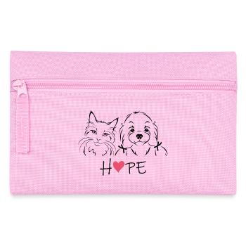 Umrissenes Porträt einer Katze und eines maltesischen Bichon - Federtasche - Rosa - Vorne