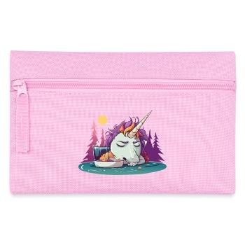 Sleepy unicorn by the pond - Pencil Case - pink - Front