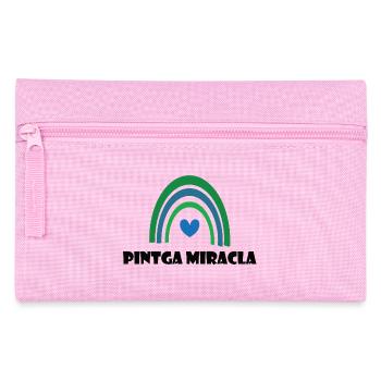Cœur arc-en-ciel vert, bleu - Trousse - rose - Devant