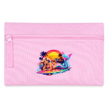 Mermaid Surfboard Retro Sunset Tropical Vibes - Pencil Case - pink - Front