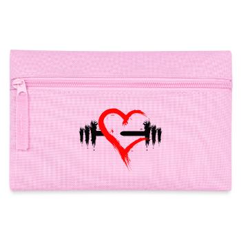 Herz offen mit Hantel Rot Schwarz Fitness Gym Neu - Federtasche - Rosa - Vorne