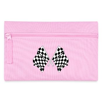 Deux drapeaux de course automobile croisés départ arrivée - Trousse - rose - Devant