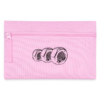 Drei stehende vintage Schraubenmuttern - Federtasche - Rosa - Vorne