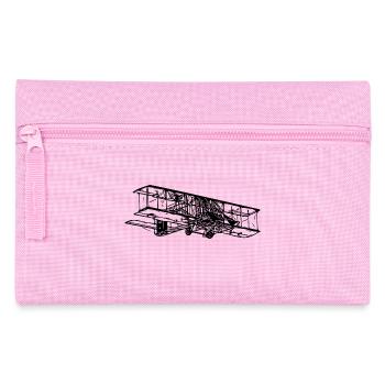 Flying Vintage Biplane Box Illustration - Pencil Case - pink - Front