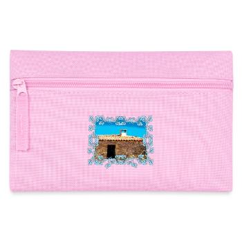 Küstendorf-Hütte im Blaurahmen Mallorca - Federtasche - Rosa - Vorne