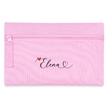 Elena Surname First name Calligraphy Heart - Pencil Case - pink - Front
