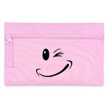 face funny smile smiley - Pencil Case - pink - Front