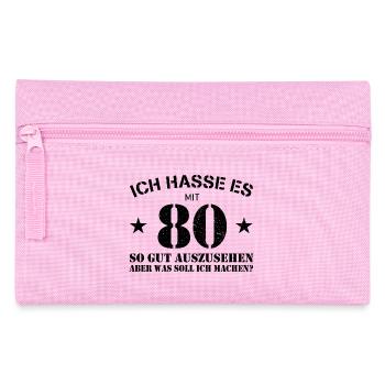 80. Geburtstag - Federtasche - Rosa - Vorne