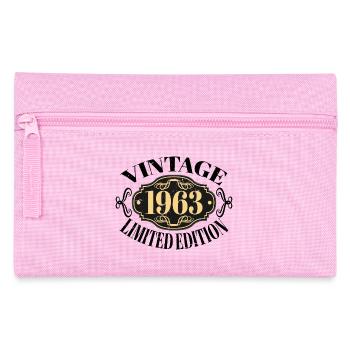 Jahrgang 1963 - 60 Jahre alt, Geschenk zum 60. Geburtstag - Federtasche - Rosa - Vorne