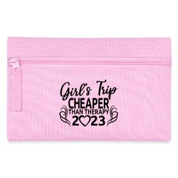Girl's Trip Cheaper Than Therapy 2023 Girls Party - Pencil Case - pink - Front