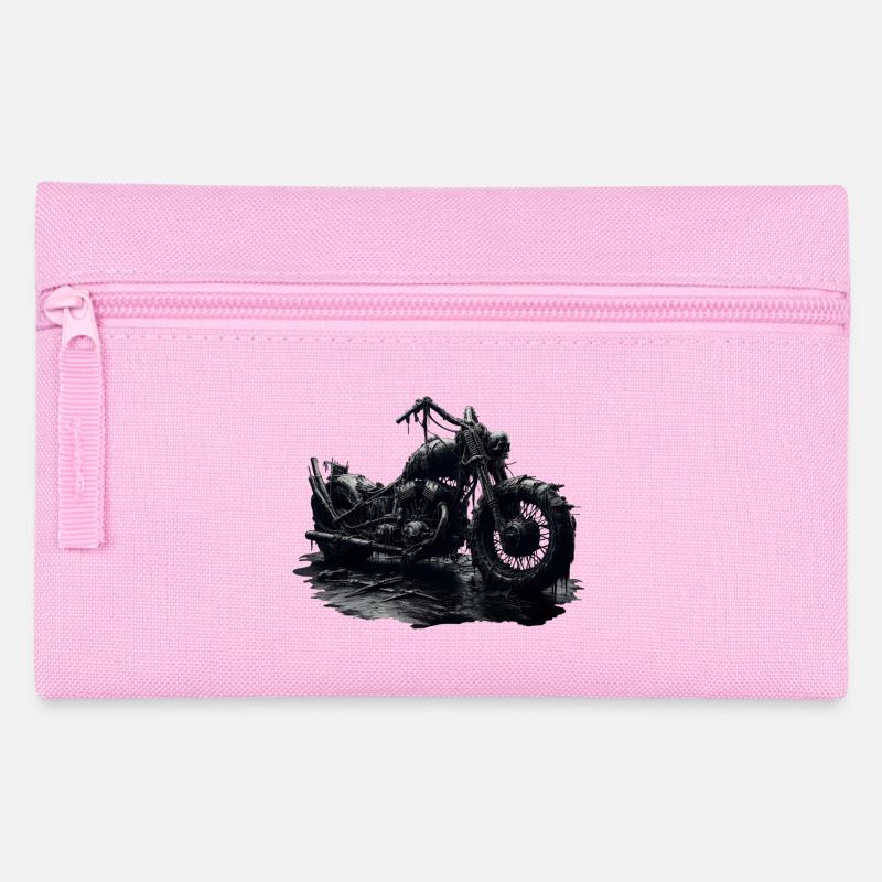 Moto Rusty Apocalypse - Crâne Dark Fantasy - Trousse - rose