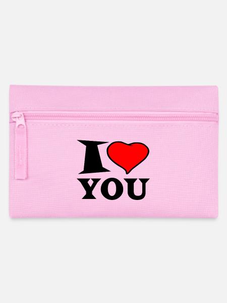 I love you - Federtasche - Rosa