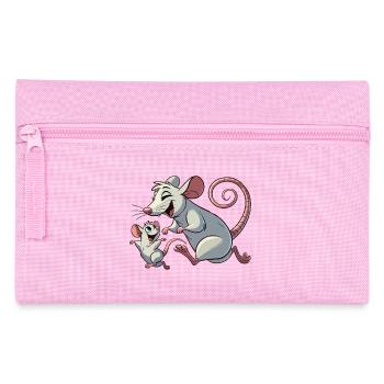 Rat mom with child frolicking - Pencil Case - pink - Front
