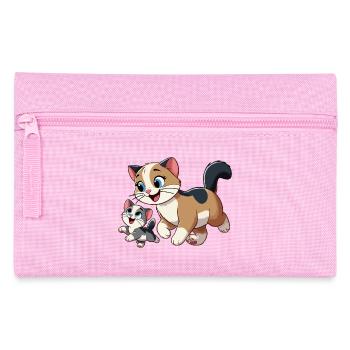 English Shorthair mother and child - Pencil Case - pink - Front